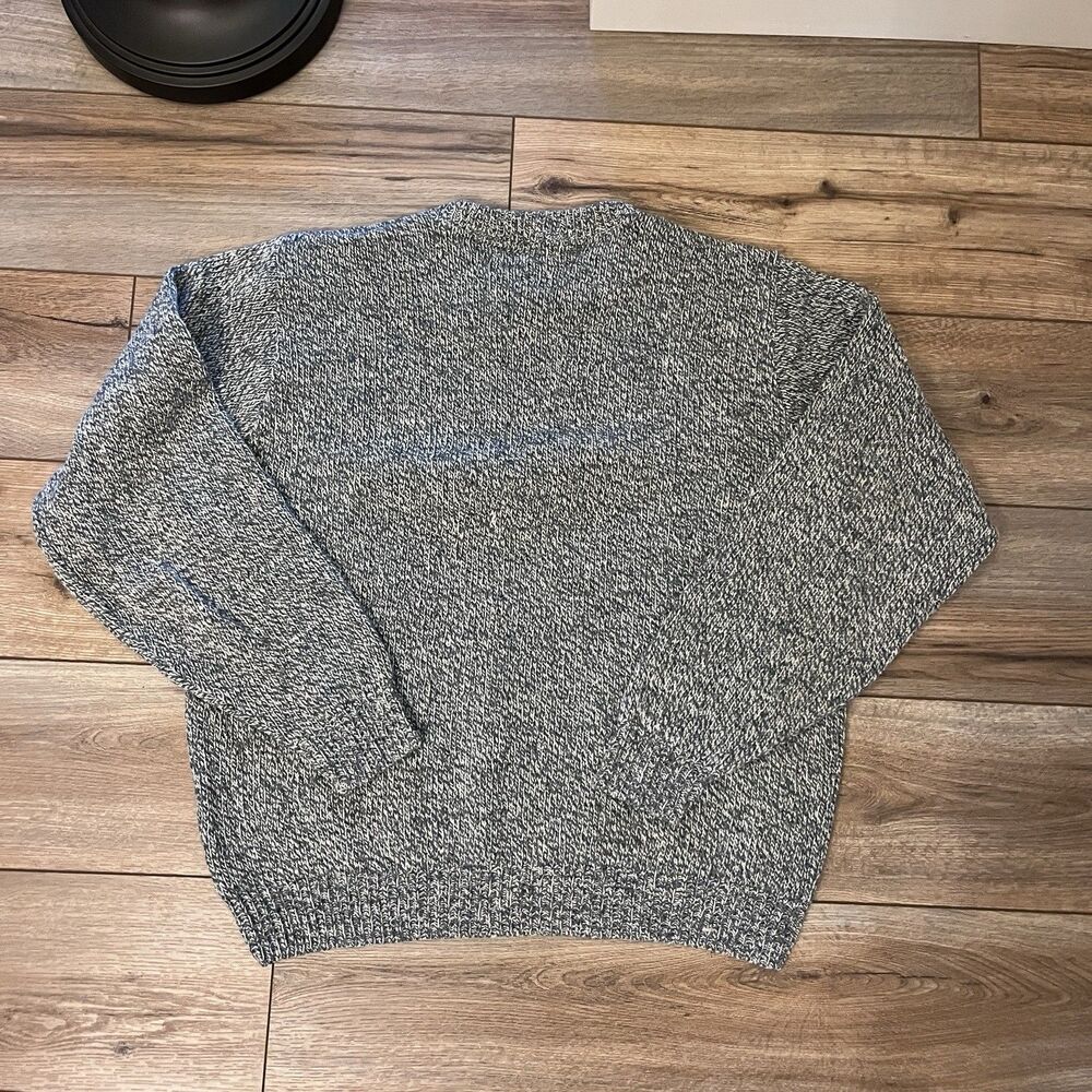 Vintage Lands' End Beige Marled Wool Fisherman Crewneck Knit Sweater L USA Made - Picture 6 of 6
